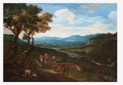 An Extensive Landscape With A Villa, Figures In Trees - Painting, HD Png Download, Transparent PNG