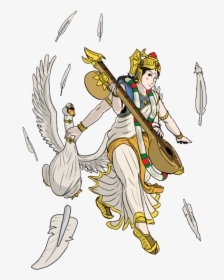 Saraswati Drawing Clipart - Art & Drawing Of Saraswati Maa, HD Png Download, Transparent PNG