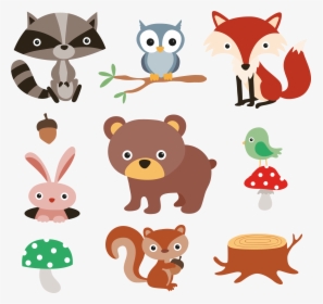 And Plants Animals Squirrel Material Vector Forest - Forest Animals Png Transparent, Png Download, Transparent PNG