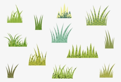 Grass Green Clipart Set Textured Transparent Png - Black And White Cartoon Drawing Of Grass, Png Download, Transparent PNG