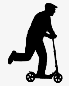 Old Man Ride Scooter Free Picture - Old Man Cycling Silhouette, HD Png Download, Transparent PNG