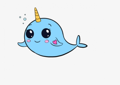 How To Draw A Derpy Narwhal Easy So Cute Drawing Online - Dolphin Drawing Easy Cute, HD Png Download, Transparent PNG