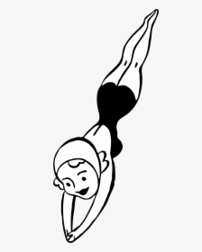 Vintage Diving Woman Clip Arts - Dive Black And White Clipart, HD Png Download, Transparent PNG
