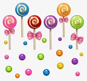 Candy Clip Art Vector Colored Transprent Lollipop - Vector Colorful Candies, HD Png Download, Transparent PNG