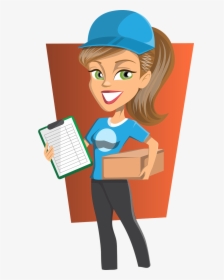 Female Delivery Service Cartoon, HD Png Download, Transparent PNG