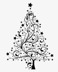 Silhouette Family Christmas Tree Clipart - Christmas Tree Black And White, HD Png Download, Transparent PNG