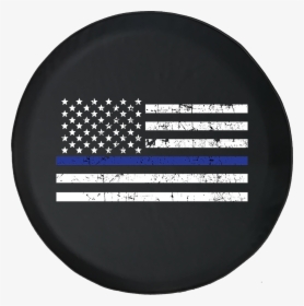 Spare Tire Cover American Flag Thin Blue Line Camperfor - Thin Blue Line Jeep Spare Tire Covers, HD Png Download, Transparent PNG