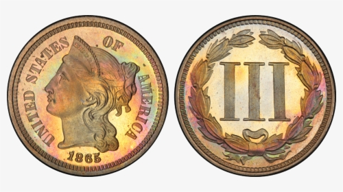 Three Cent Piece 1865 Pcgs Small - Three-cent Piece, HD Png Download, Transparent PNG