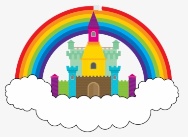 Castle With Rainbow Background Png, Transparent Png, Transparent PNG