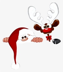 #chritsmas #santa #rudolph #peeking - Cartoon, HD Png Download, Transparent PNG