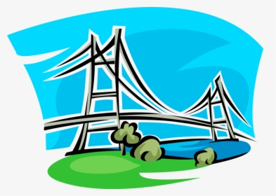 Vector Illustration Of Suspension Bridge Roadway Crosses, HD Png Download, Transparent PNG