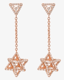 Merkaba Light Rose Gold Drop Earrings With Diamonds - Earring, HD Png Download, Transparent PNG