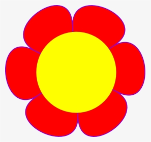 Red Flower Yellow Center Clip Art At Clker - Orange Colour Flower Clipart, HD Png Download, Transparent PNG
