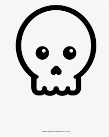 Cute Skull Coloring Page - Black White Cute Skull, HD Png Download, Transparent PNG