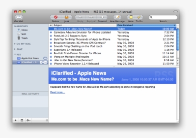 How To View Rss Feeds In Apple Mail - Entourage Mail, HD Png Download, Transparent PNG