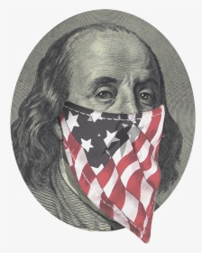 Ben Franklin With Usa Flag Mask - 100 Dollar Bill, HD Png Download, Transparent PNG