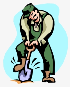 Vector Illustration Of Construction Worker Breaks The - Digging Clipart, HD Png Download, Transparent PNG
