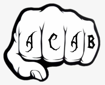 acab #skinhead #fist #hand #tattoo #black #white #lineart - Fist Bump, HD  Png Download , Transparent Png Image - PNGitem