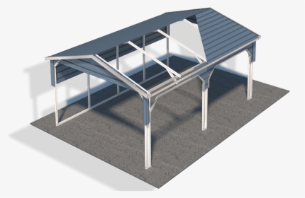 Enclosing A Metal Carport With Wood Post Extensions - Architecture, HD Png Download, Transparent PNG
