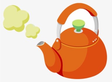 Orange Clipart Teapot - Tea Kettle Boiling Png, Transparent Png, Transparent PNG