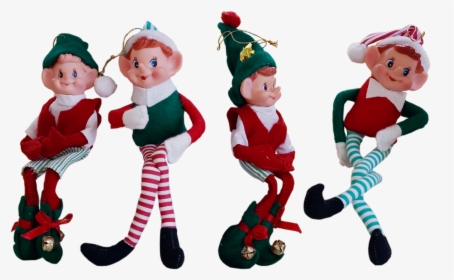 A Set Of 4 Vintage Christmas Elves, HD Png Download, Transparent PNG