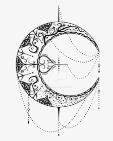 Elegant Drawing Moon - Moon Mandala Transparent Background, HD Png Download, Transparent PNG