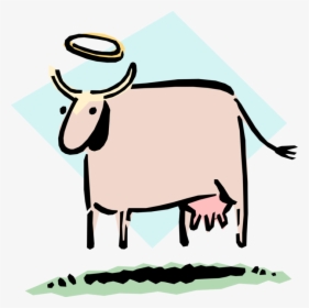 Vector Illustration Of Sacred Cow With Halo Idiom - Cow With Halo, HD Png Download, Transparent PNG