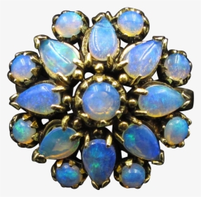 Starburst Blue Opal Cluster Estate Ring In 14k Gold - Opal, HD Png Download, Transparent PNG