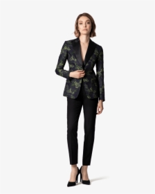 Green Floral Jacquard Tuxedo Blazer With Black Lapels - Young Han Solo With Deadly Blaster, HD Png Download, Transparent PNG