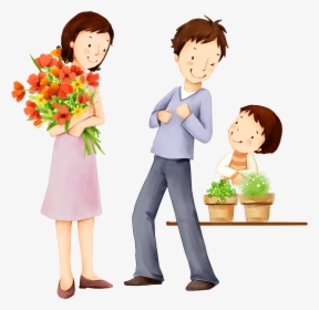 Family Happiness Child Cartoon Illustration - Happy Teacher Day Cartoon, HD Png Download, Transparent PNG