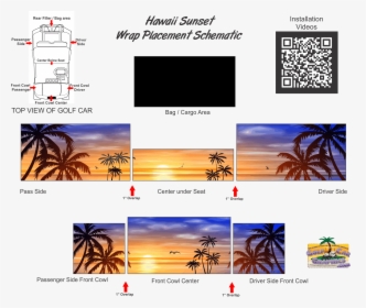 Hawaii Sunset Golf Car Wrap- Schematic - Attalea Speciosa, HD Png Download, Transparent PNG