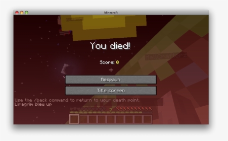 Minecraft Xbox You Died Screen, HD Png Download, Transparent PNG