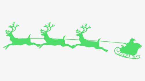 Santa Sleigh And Reindeer Clipart, HD Png Download, Transparent PNG