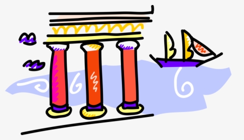 Vector Illustration Of Sailboat With Greek Temple Column, HD Png Download, Transparent PNG