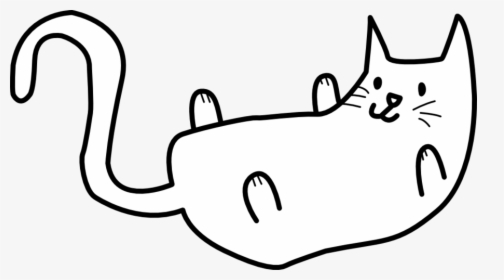Cat Drawing Clipart Down Png Transparent Download Free - Simple Cat Clipart Black And White, Png Download, Transparent PNG