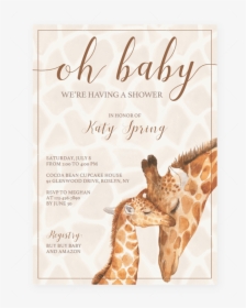 Giraffe Printable Baby Shower Invitation Template By - Baby Shower, HD Png Download, Transparent PNG