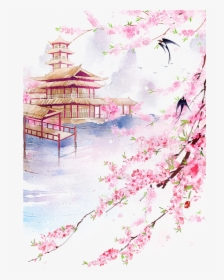 Drawing Chinese Watercolor - Chinese Cherry Blossom Watercolor, HD Png Download, Transparent PNG
