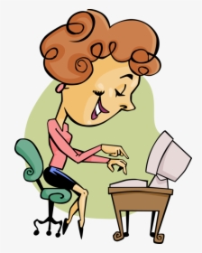 Vector Illustration Of Receptionist Office Worker Typing - Secretary Clipart Png, Transparent Png, Transparent PNG