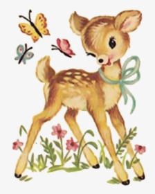 #deer #fawn #vintage #sticker #oktouse #whatsmineisyours - Vintage Nursery Meyercord Decal, HD Png Download, Transparent PNG