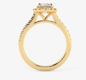 14 Karat Gold And Diamond Halo Ring - Engagement Ring, HD Png Download, Transparent PNG