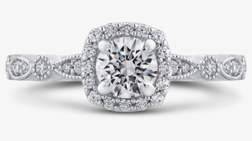 Round Cut Diamond Halo Engagement Ring - Diamond Engagement Rings, HD Png Download, Transparent PNG