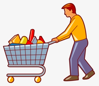 Shopping Trolley Clipart Man - Go To Supermarket Clipart, HD Png Download, Transparent PNG