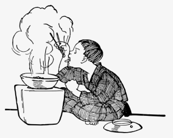 Boy Eats With Chopsticks - Vintage Japanese Drawing, HD Png Download, Transparent PNG