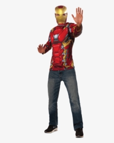 Adult Iron Man Costume Top And Mask Set - Iron Man Mask Rubies Costume, HD Png Download, Transparent PNG