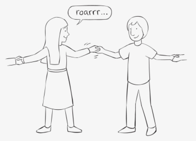 Back Two People Holding Hands Playing Fun Circle Game - Line Art, HD Png Download, Transparent PNG