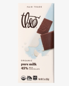 Theo Pure 45% Milk Chocolate Bar, 3 Oz - Dark Chocolate Theo, HD Png Download, Transparent PNG