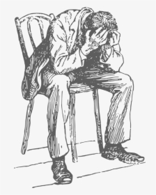Free Desperate Man - Man Sitting In Chair Drawing, HD Png Download, Transparent PNG