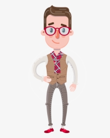 Smart Office Man Cartoon Character In Flat Style - Cartoon Characters Man Cartoon, HD Png Download, Transparent PNG