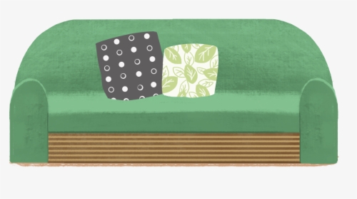 Cartoon Hand Drawn Illustration Green Sofa Png And - Wood, Transparent Png, Transparent PNG