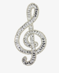 Music Note Clef Beaded & Sequin Applique - Body Jewelry, HD Png Download, Transparent PNG